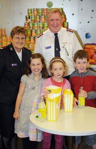 Wattie's Cans Film Festival - Wairau Park, Major Ruth Froggatt and Major Hylton Froggatt with young movie fans